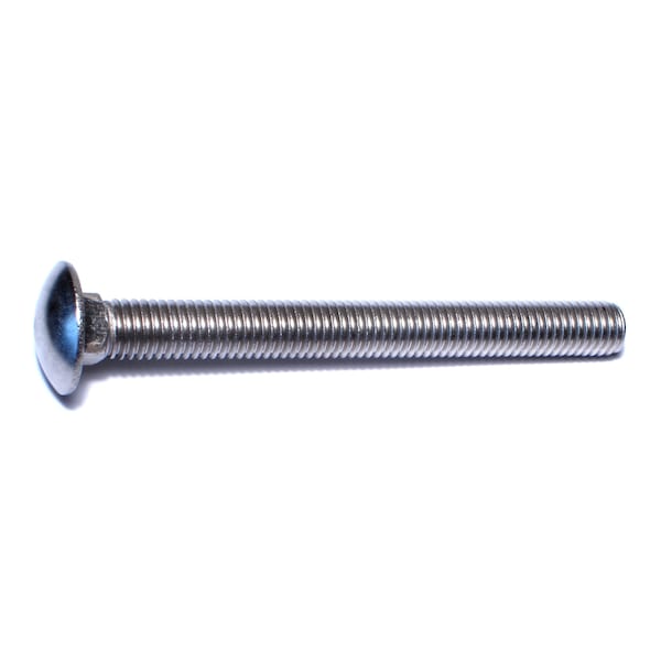 Carriage Bolt, Square Neck, 13 (Coarse), 5 in L, 18-8 Stainless Steel, 2 PK